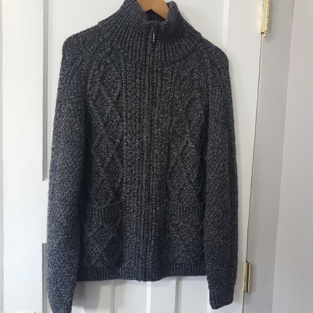 Carraig Donn Wool Made in Ireland Full Zip Cardigan Grandpa Sweater Gray…